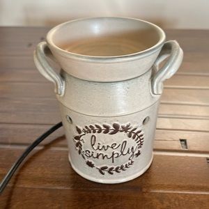 Scentsy electric wax warmer, “Live Simply” on front.
